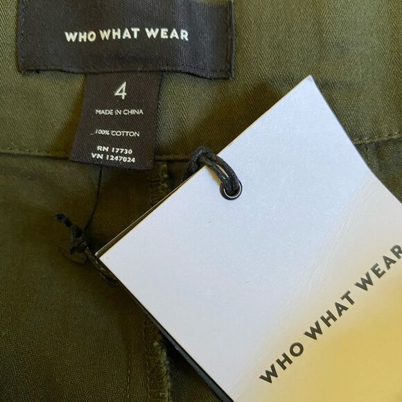 NWT Who What Wear High Waist Wide Leg Pants Sz 4 Button Fly Pleated Green *Flaw - Picture 10 of 11